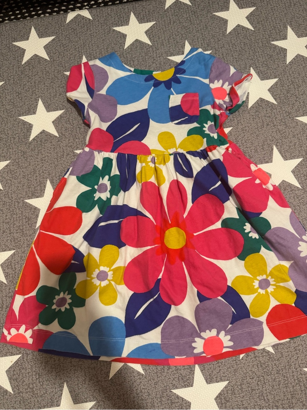 Mini Boden Girls Floral Cotton Dress — Multicolor